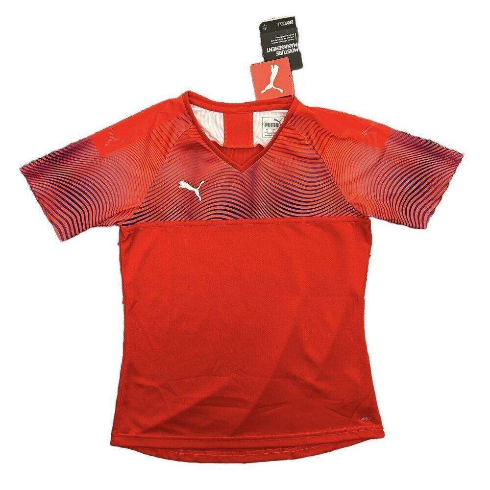 Puma CUP Soccer Jersey Top Women's Red White V-Neck Size M - Medium - NWT $40